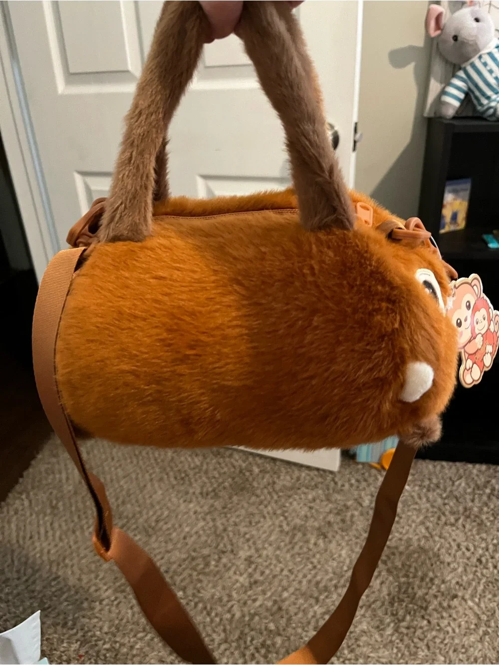Plush Monkey Crossbody Bag in Brown for Kids